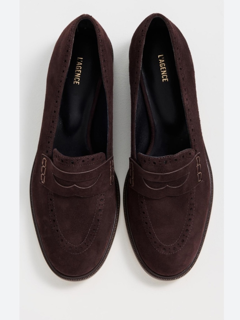 Suede Penny Loafers in Dark Brown - Women